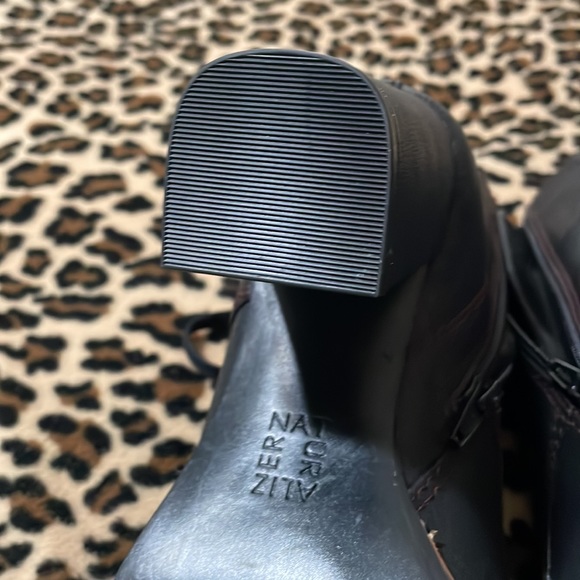 NATURALIZER 🖤 Callie Mid Shaft Lace-Up Leather Bootie 8 Wide Heel Zip Black 8.5 - Picture 9 of 17